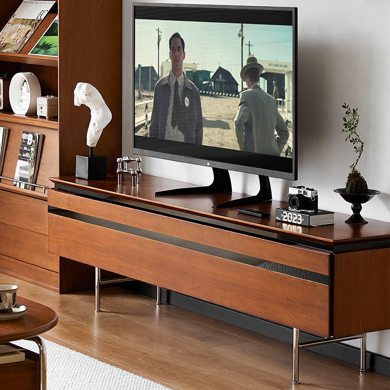 ツゲ材 ワイドフリップ扉テレビボード | 高耐久性とヴィンテージ感を