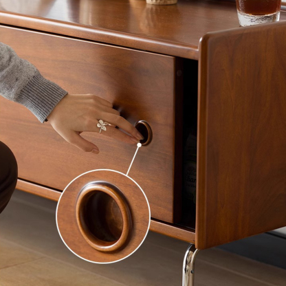 ツゲ材 レトロ調ステンレス脚テレビボード