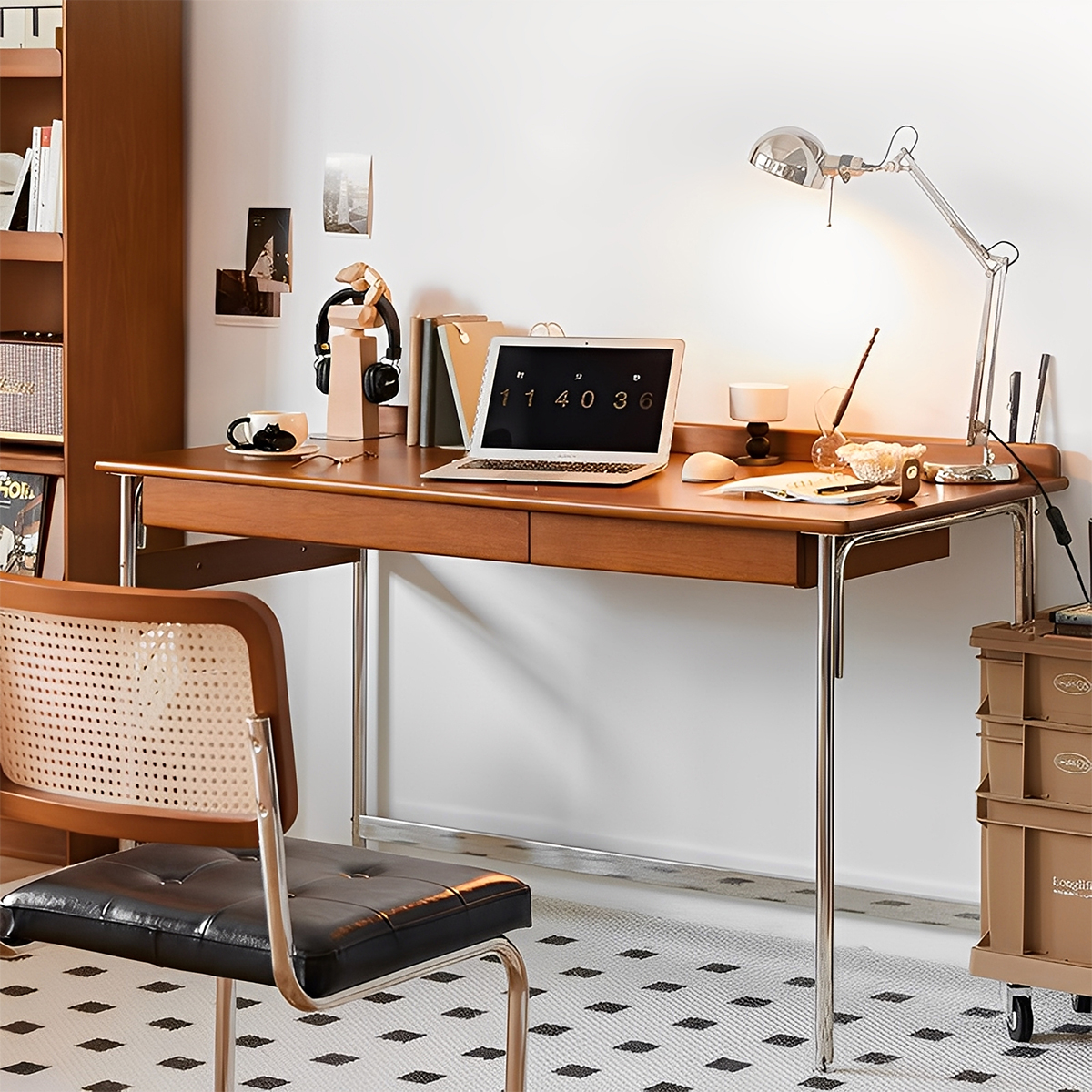 木製シンプルデスク 一生紀 学習机 幅105cm シンプル 木製 （ デスク 机 勉強机 学習