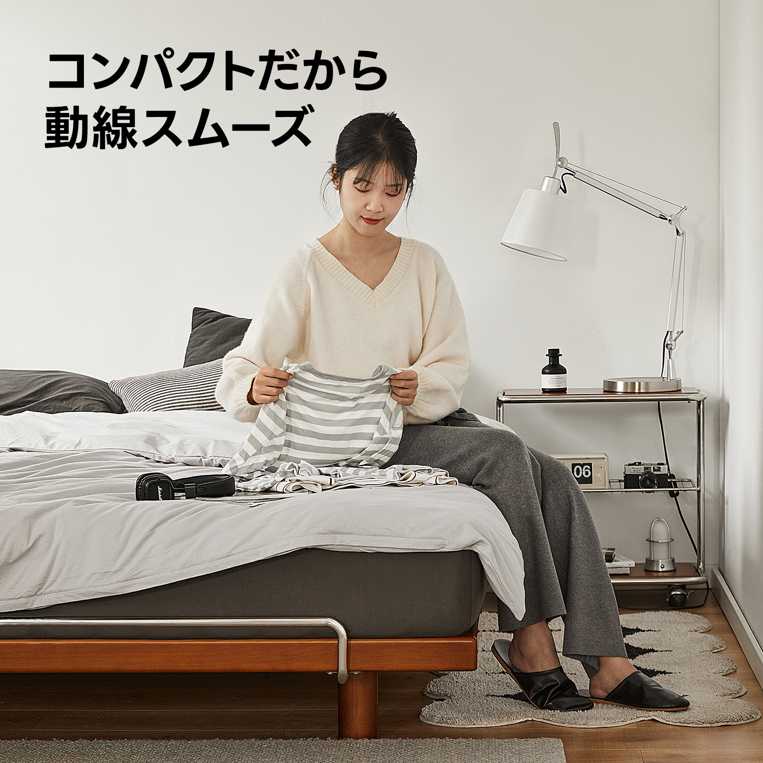ツゲ材 フラットローベッド | ヴィンテージ調インテリアに調和する高級