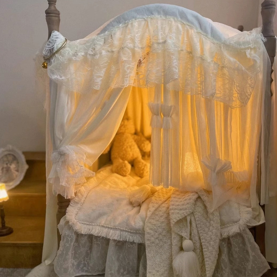 天蓋付きレトロ風ペットベッド – CAGUUU