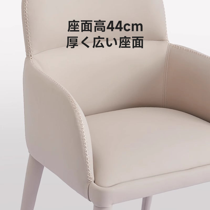 レザー調シンプルダイニングチェア | 肘なしスリム設計で圧迫感