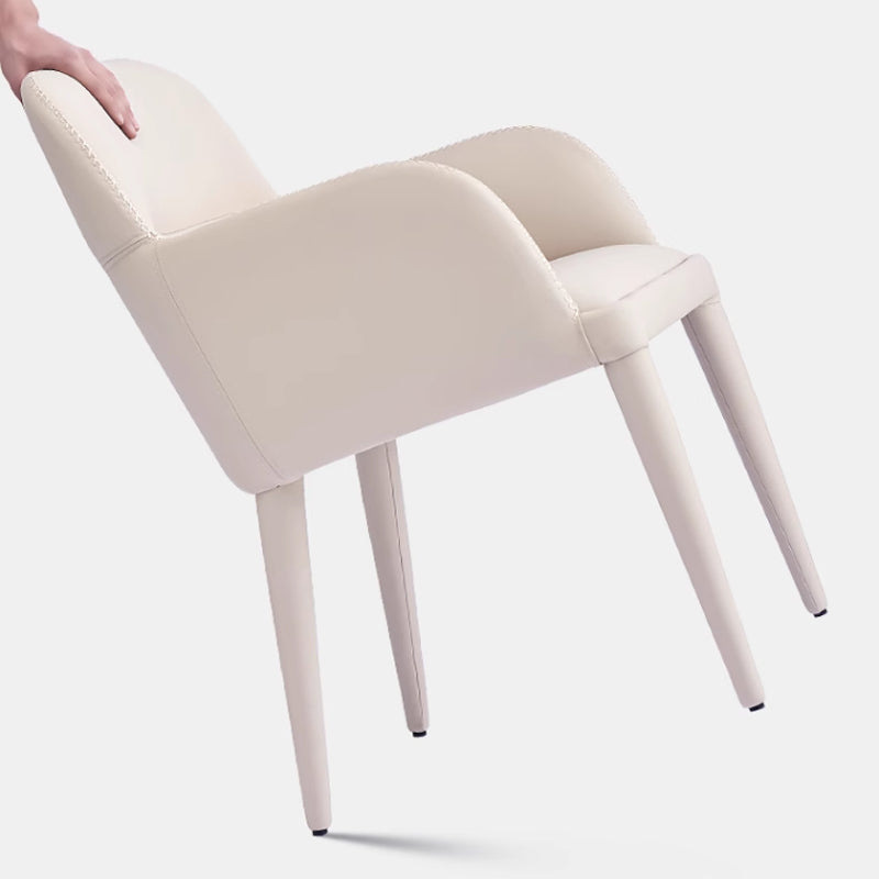 レザー調シンプルダイニングチェア | 肘なしスリム設計で圧迫感なく