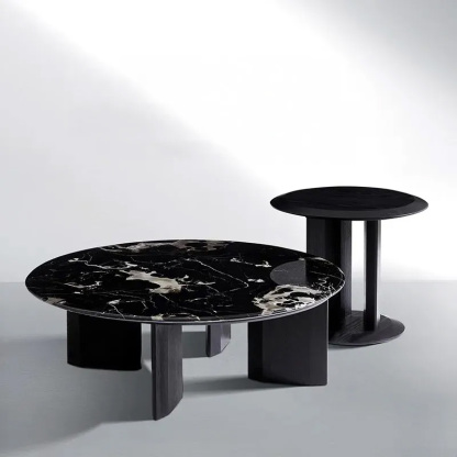 異素材ラウンドコーヒーテーブル