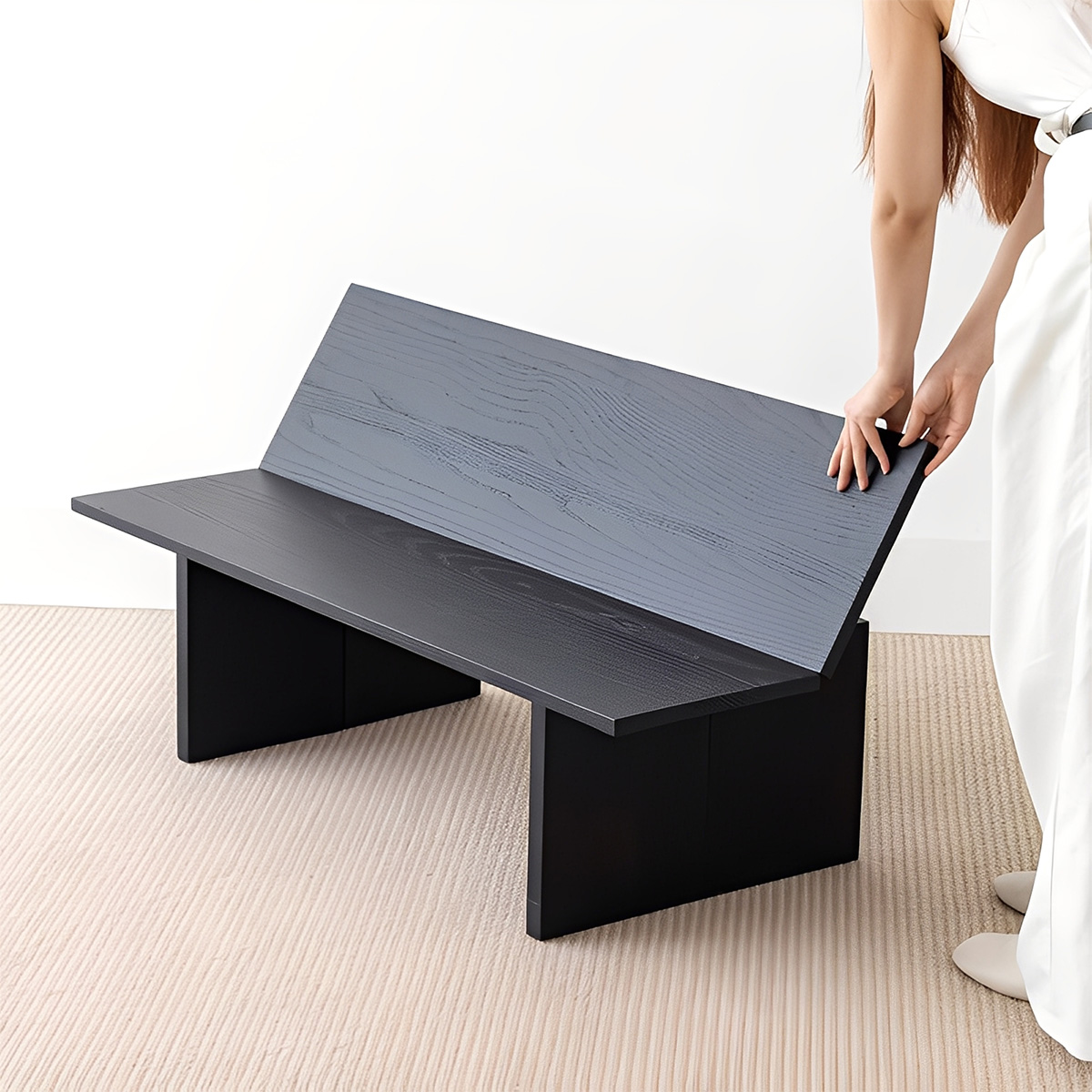 展開式木製ローテーブル