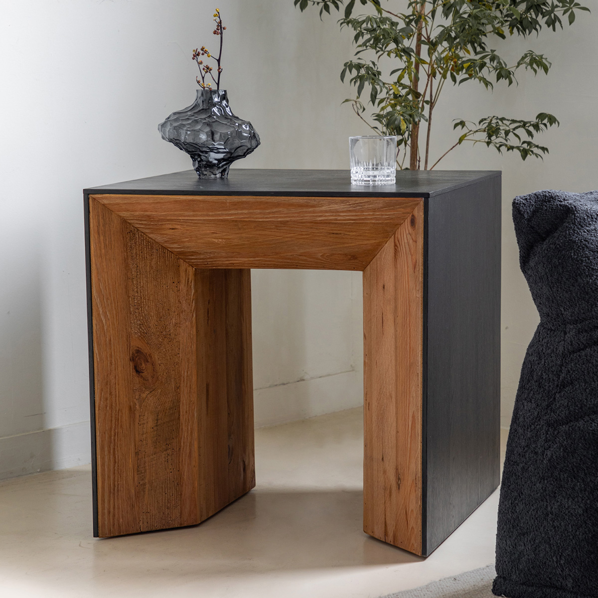 バイカラースクエアサイドテーブル