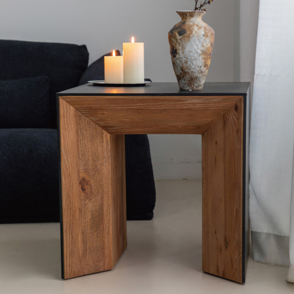 バイカラースクエアサイドテーブル