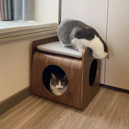 木製ドーム型二段キャットベッドテーブル