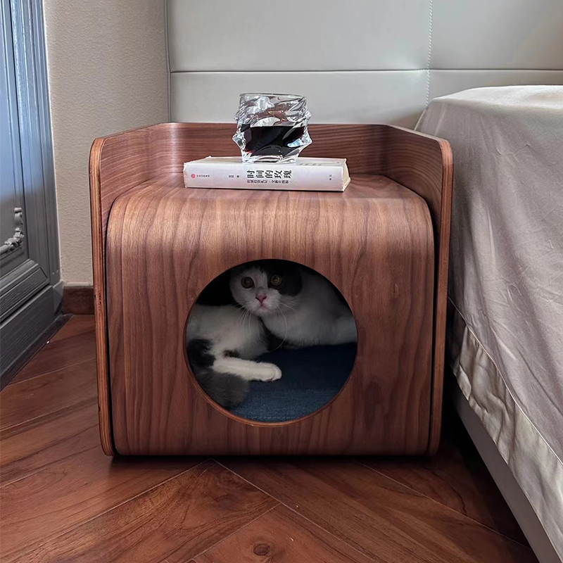 木製ドーム型二段キャットベッドテーブル