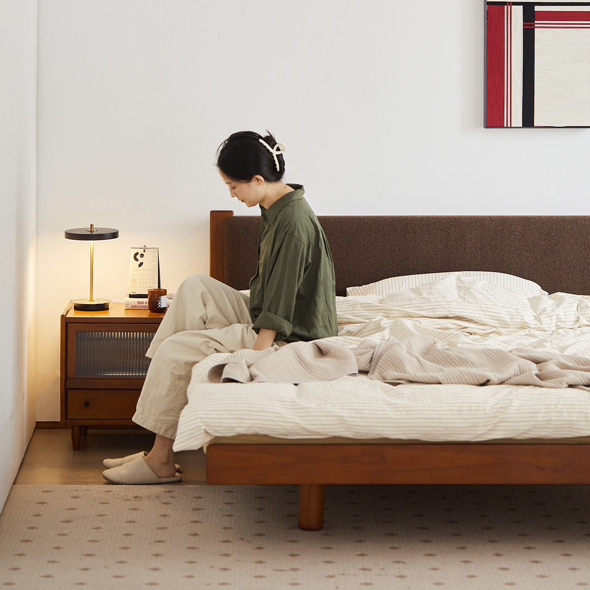 Woody Prime Boxツゲ材 クッション付きフラットエッジベッド