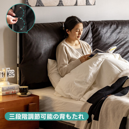 Woody Prime Boxワックスレザークッション付きベッド