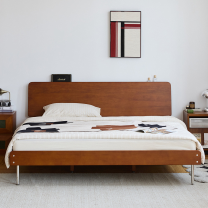 Woody Prime Boxツゲ材 シンプルレトロ木製ベッド