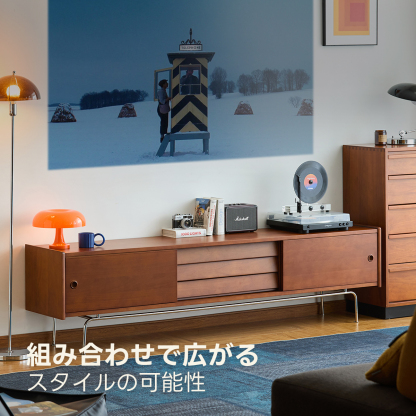 CAGUUUツゲ材 北欧レトロテレビボードブラウン木製テレビボード Woody Prime Boxツゲ材 北欧レトロテレビボード | 北欧ヴィンテージ感