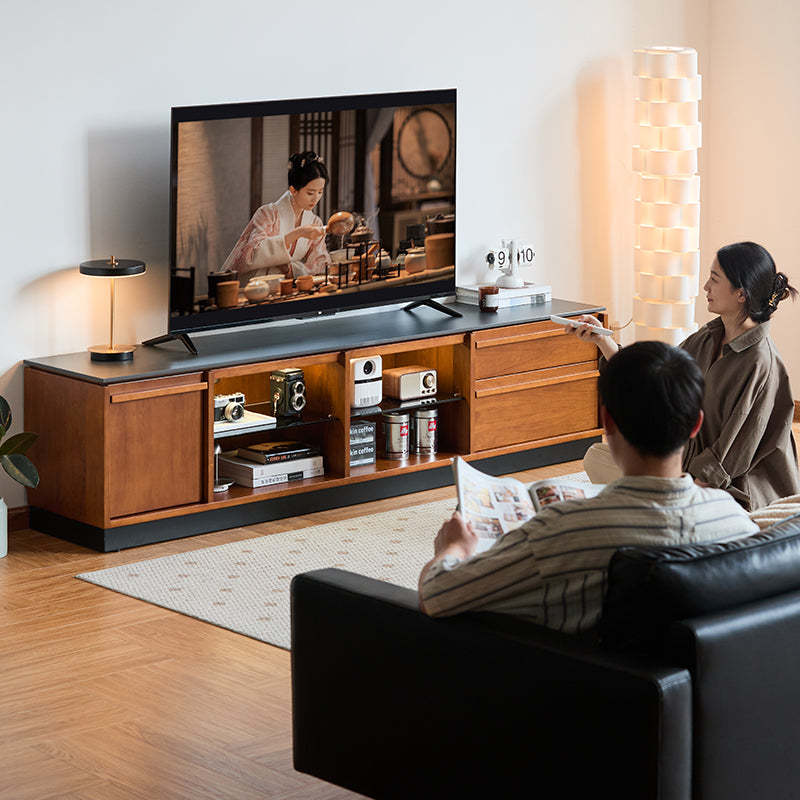 ツゲ材 ヴィンテージ風木製テレビボード