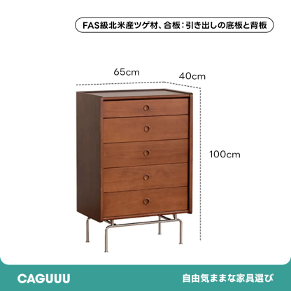 Woody Prime Boxツゲ材 北欧５段収納キャビネット