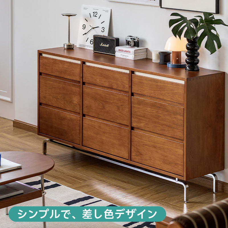 ツゲ材 北欧9マス収納キャビネット