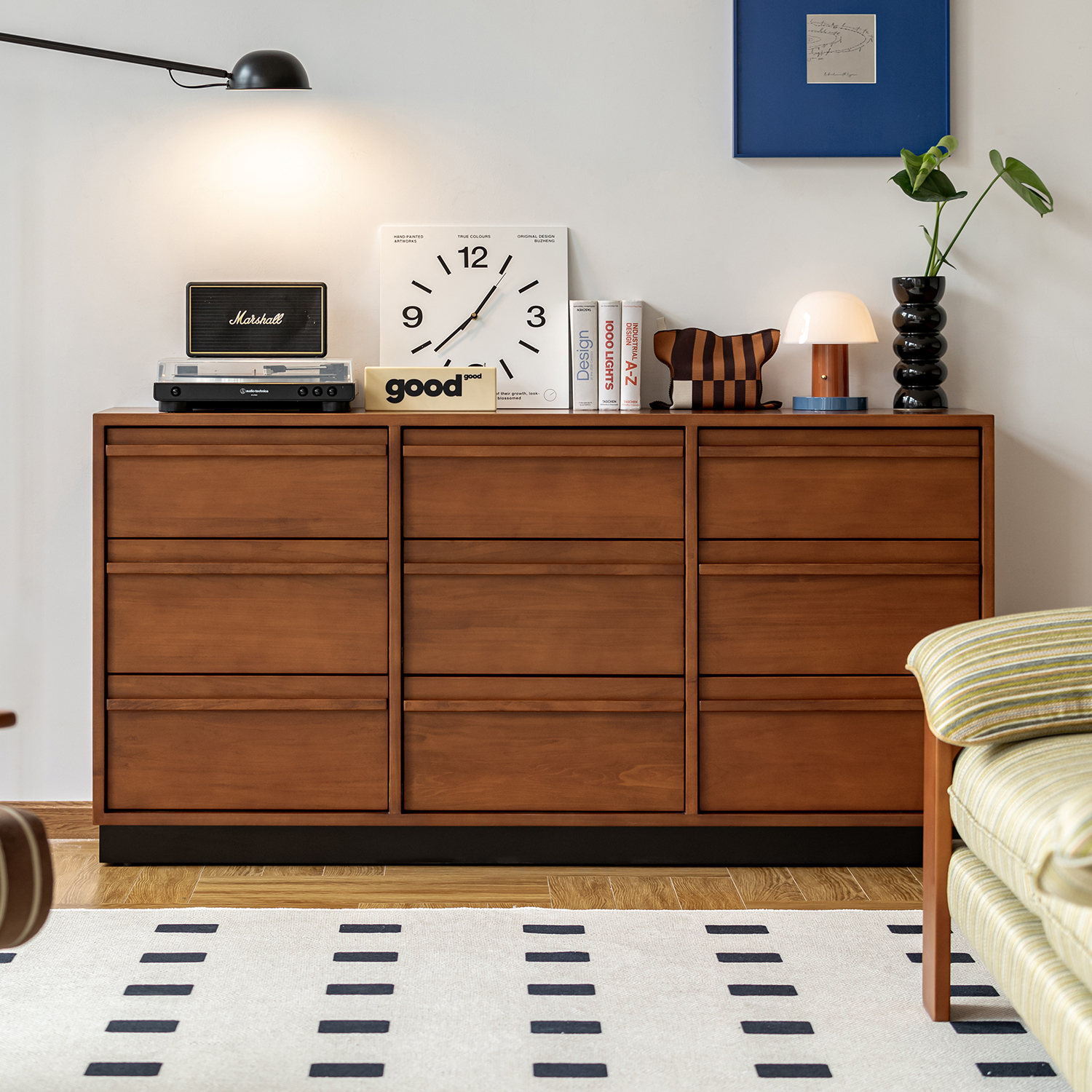 Woody Prime Boxツゲ材 ヴィンテージ風9マスチェスト