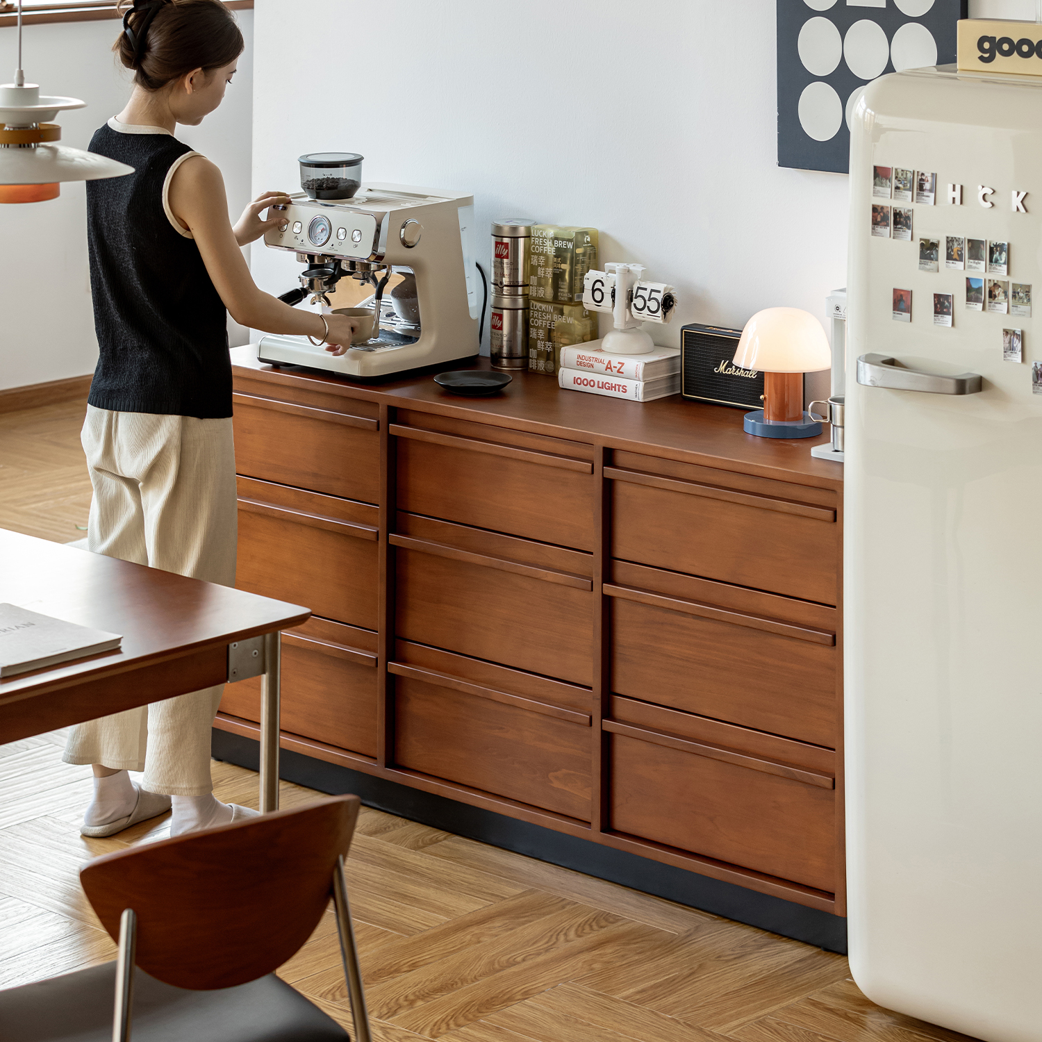 Woody Prime Boxツゲ材 ヴィンテージ風9マスチェスト