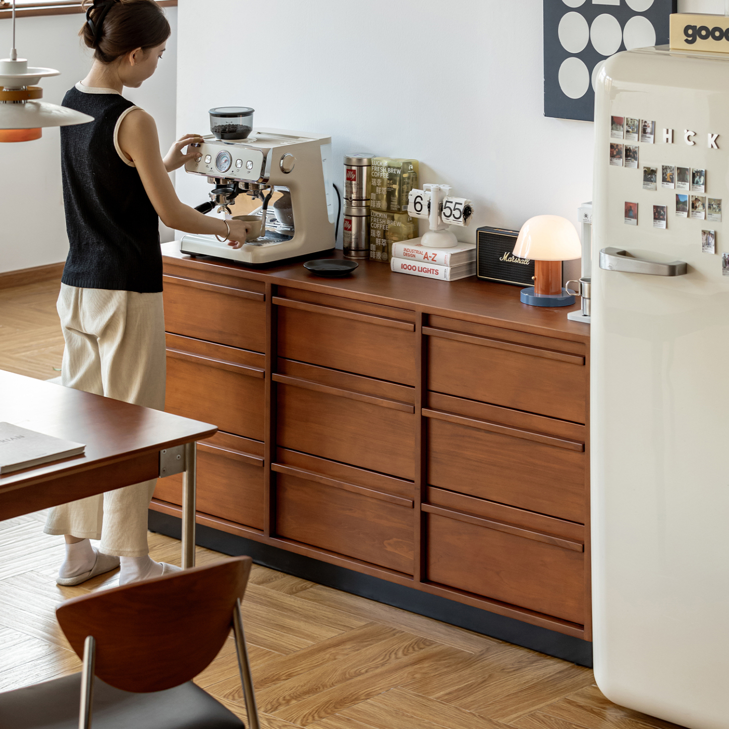 Woody Prime Boxツゲ材 ヴィンテージ風9マスチェスト