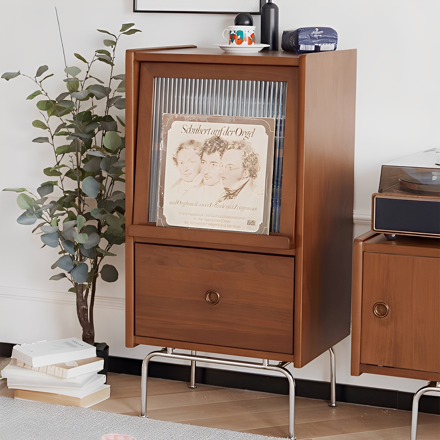 Woody Prime Boxツゲ材 ガラス扉木製サイドキャビネット