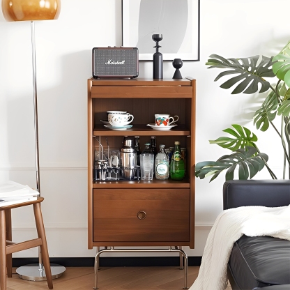 Woody Prime Boxツゲ材 ガラス扉木製サイドキャビネット | ツゲ