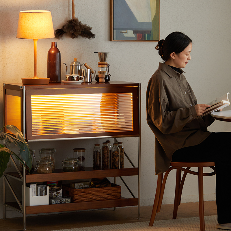 Woody Prime Boxツゲ材 異素材ディスプレイキャビネット