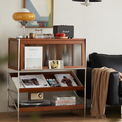 Woody Prime Boxツゲ材 異素材ディスプレイキャビネット