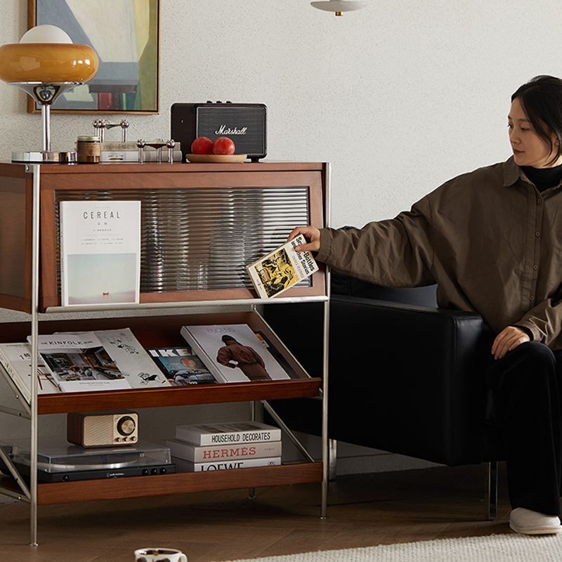 Woody Prime Boxツゲ材 異素材ディスプレイキャビネット | 異なる素材