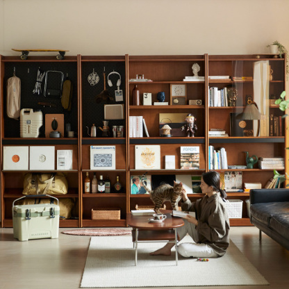 Woody Prime Boxツゲ材 壁面本棚ベンチ一体型 – CAGUUU