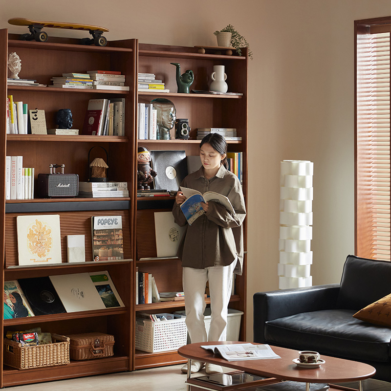 Woody Prime Boxツゲ材 壁面本棚ベンチ一体型