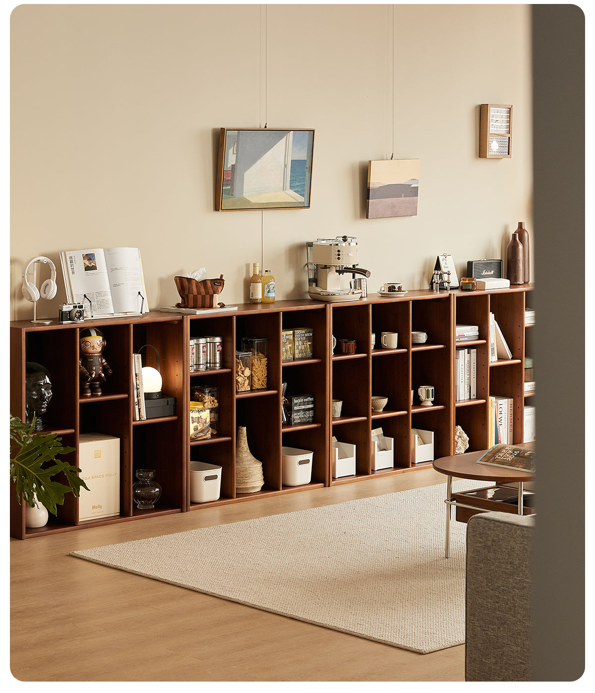 Woody Prime Boxツゲ材 コンビネーションキャビネット | 美しい木目と