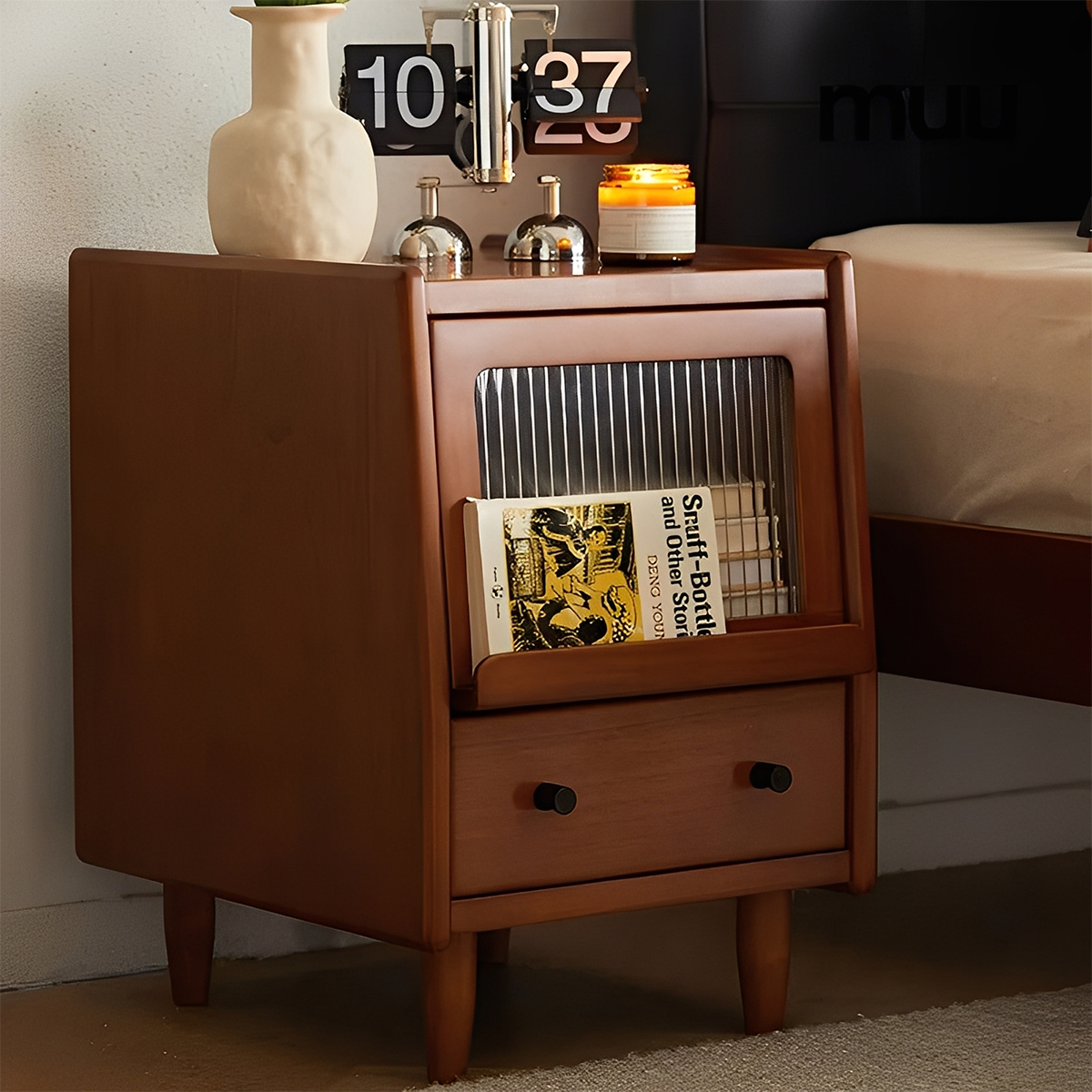 Woody Prime Boxツゲ材 リブガラスベッドサイドキャビネット – CAGUUU