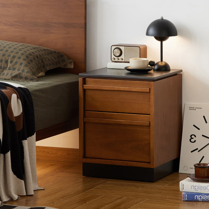 Woody Prime Boxツゲ材 セラミック天板ベッドサイドキャビネット