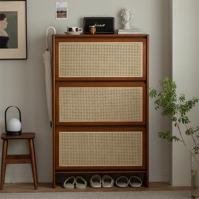 Woody Prime Boxツゲ材 ラタン調シューズキャビネット | 靴を美しく