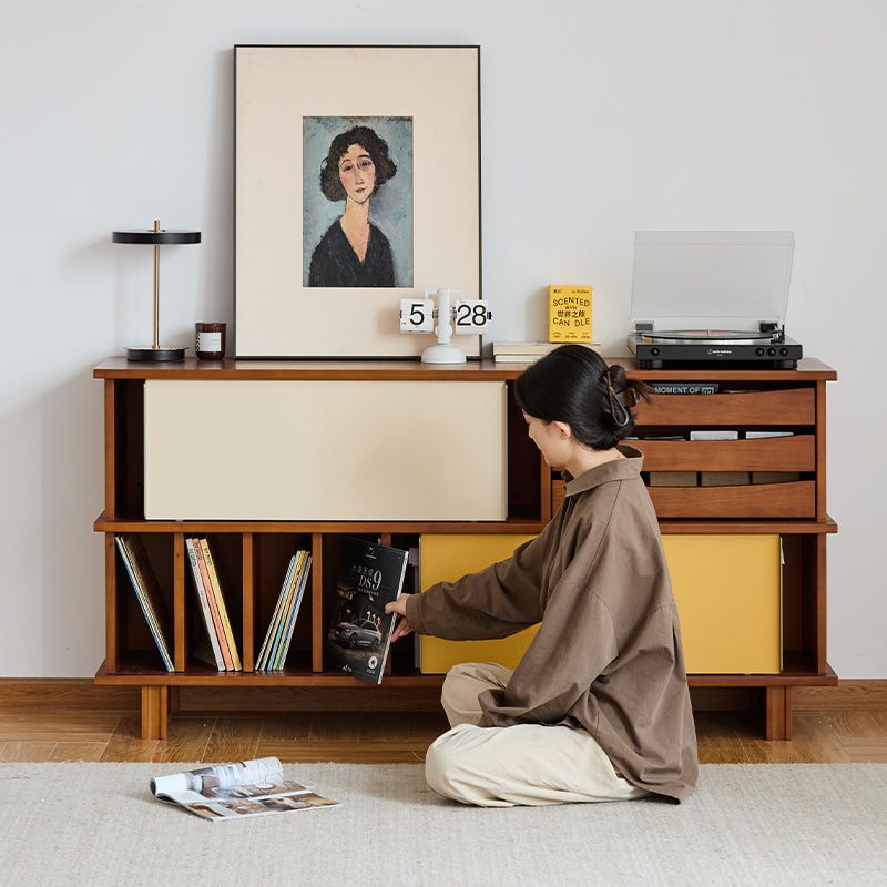 杉田さま専用　　　最終価格❗️ サイドボード　カップボード　大型 Woody Prime Boxツゲ材 スライドドア式サイドボード リビング
