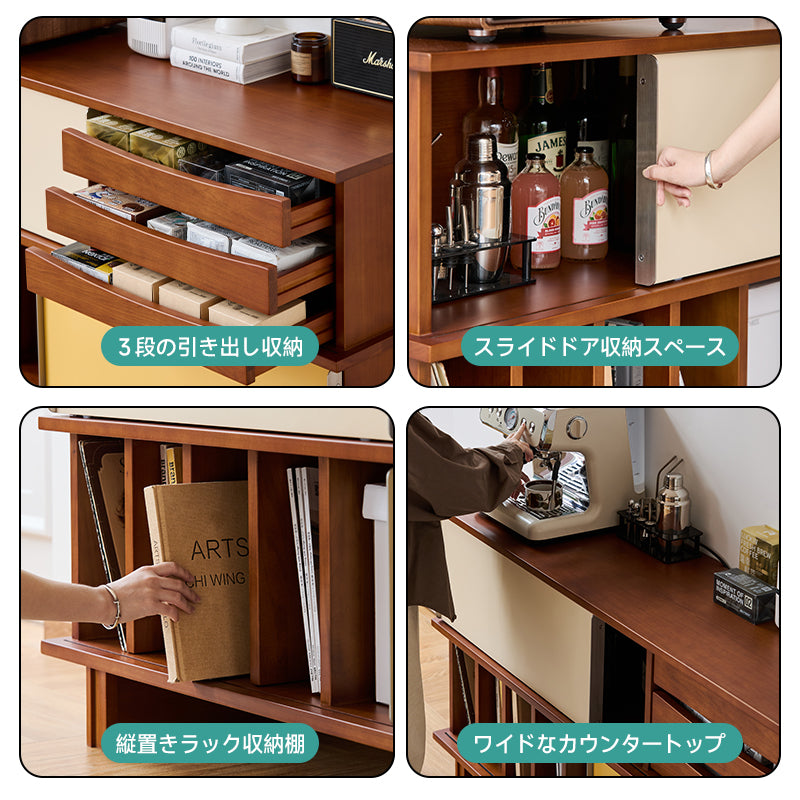 おしゃれ天然木(桐)の収納ボード　大幅お値下げ致しました❗❗ Woody Prime Boxツゲ材 スライドドア式サイドボード リビング