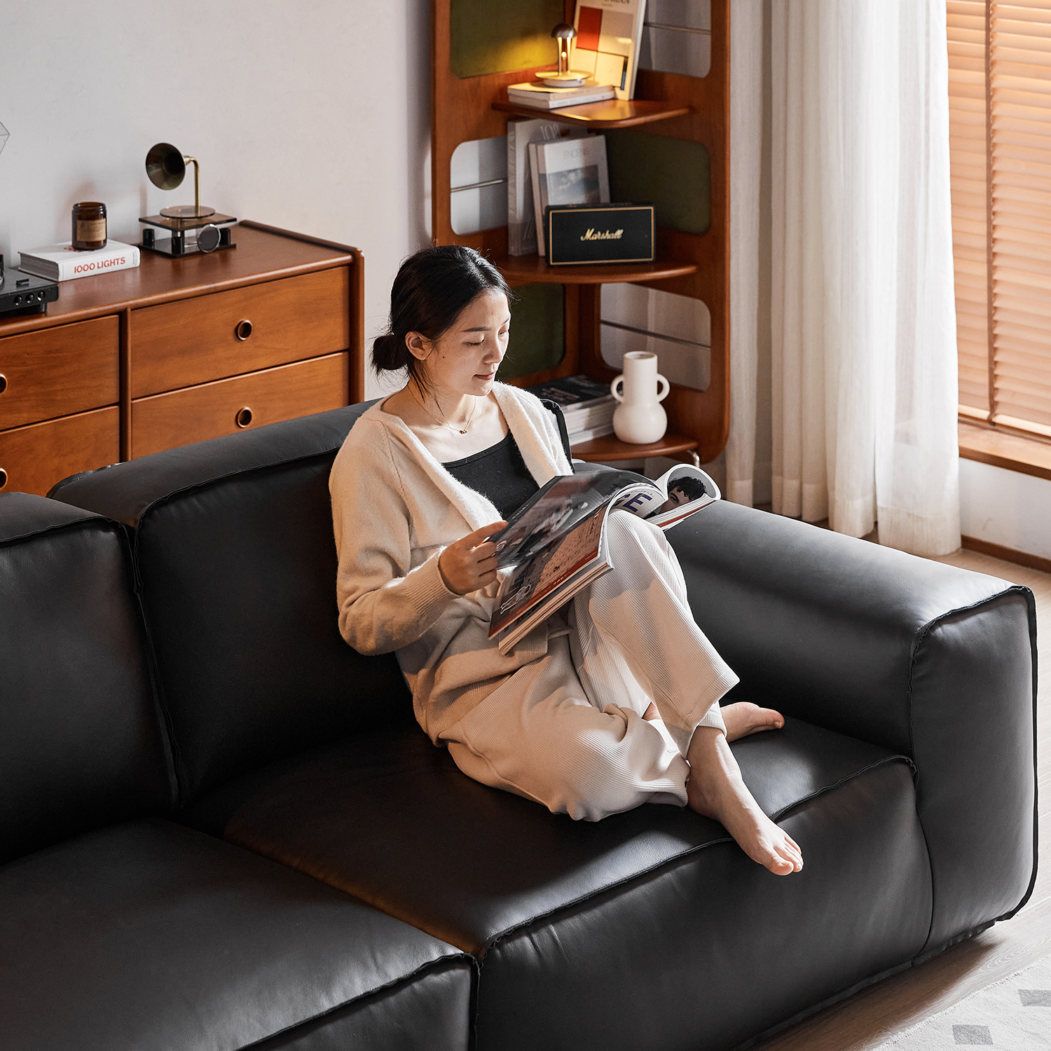 Woody Prime Box牛本革ブラックソファ【カスタマイズ可】 – CAGUUU