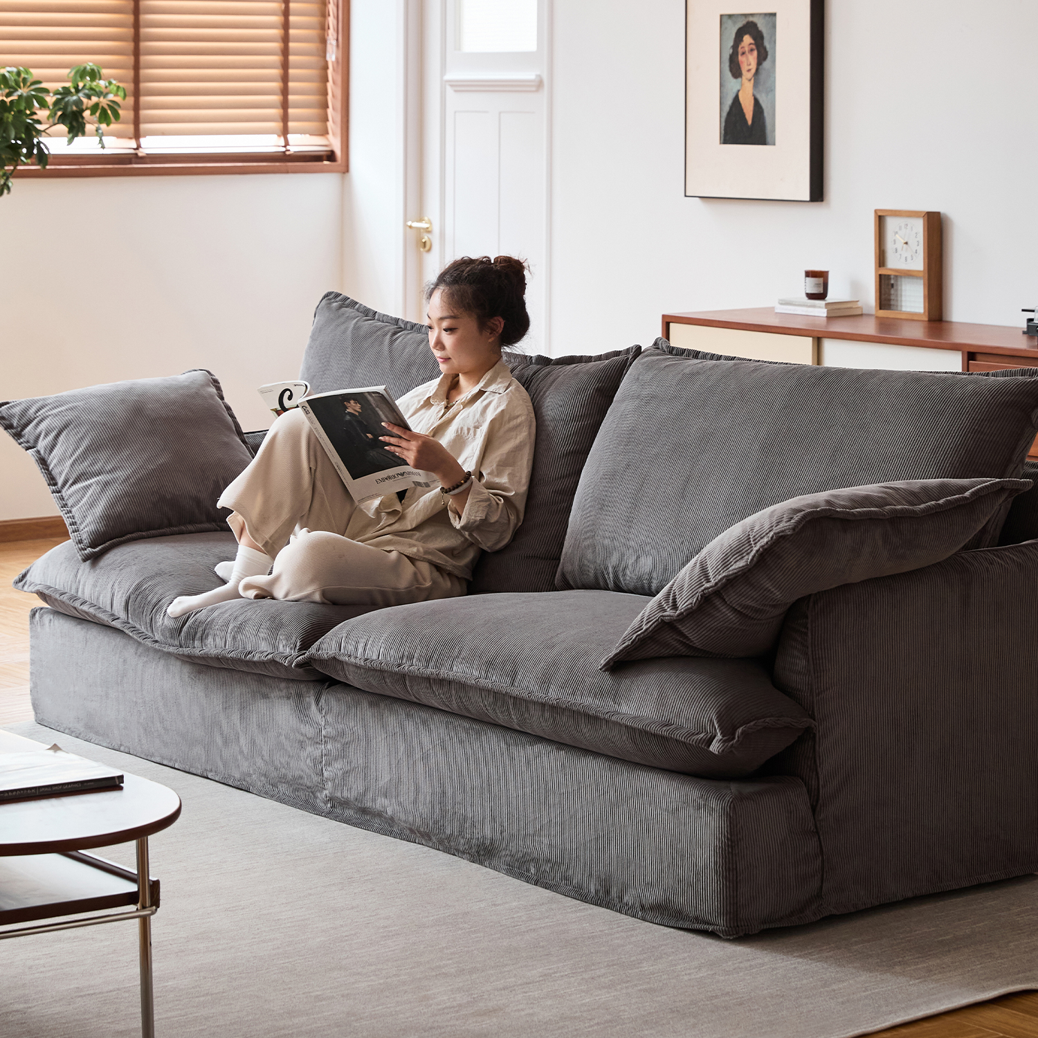 Woody Prime Boxコーデュロイソファ【カスタマイズ可】 | 高密度