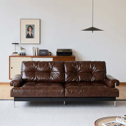 Woody Prime Box本革ヴィンテージソファ【カスタマイズ可】 | 質感豊か