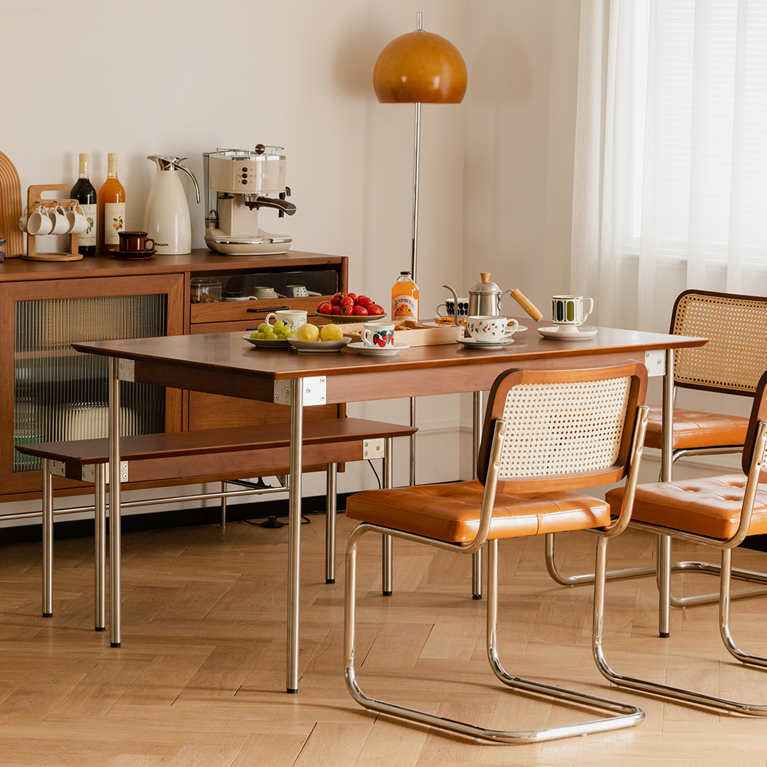 Woody Prime Boxツゲ材 ステンレス脚木製ダイニングテーブル