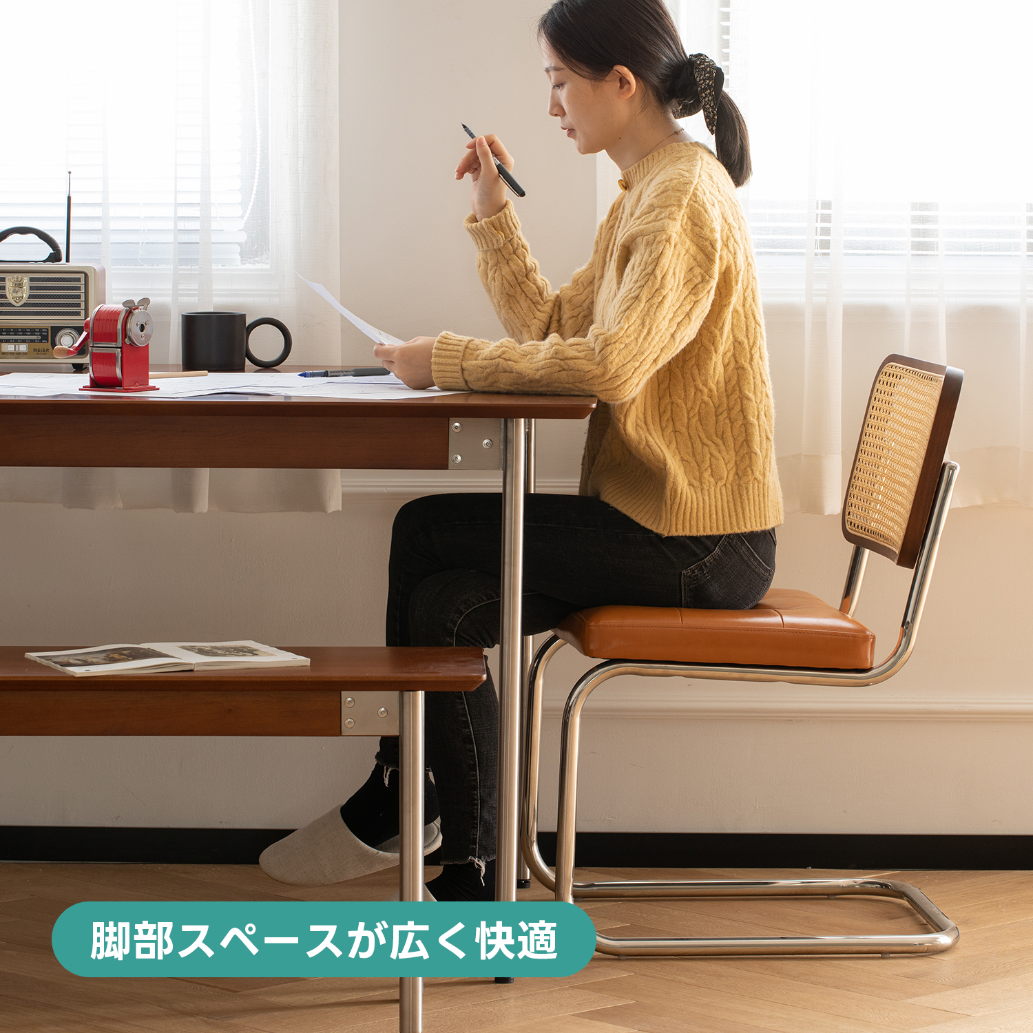 Woody Prime Boxツゲ材 ステンレス脚木製ダイニングテーブル | 木目の