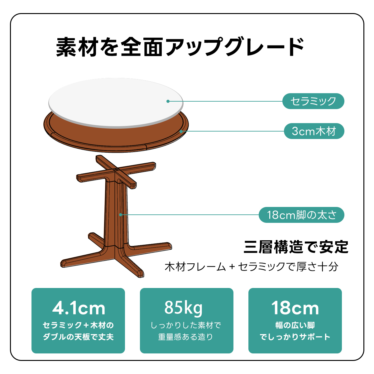 Woody Prime Boxツゲ材 セラミック円形ダイニングテーブル