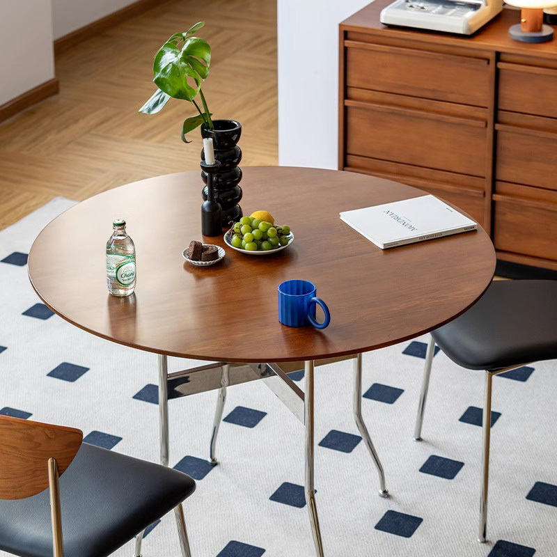 Woody Prime Boxツゲ材 ステンレス脚木製ラウンドテーブル