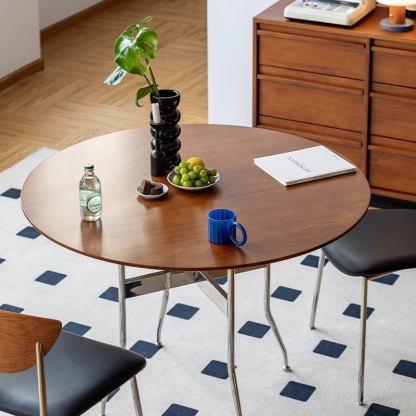 Woody Prime Boxツゲ材 ステンレス脚木製ラウンドテーブル