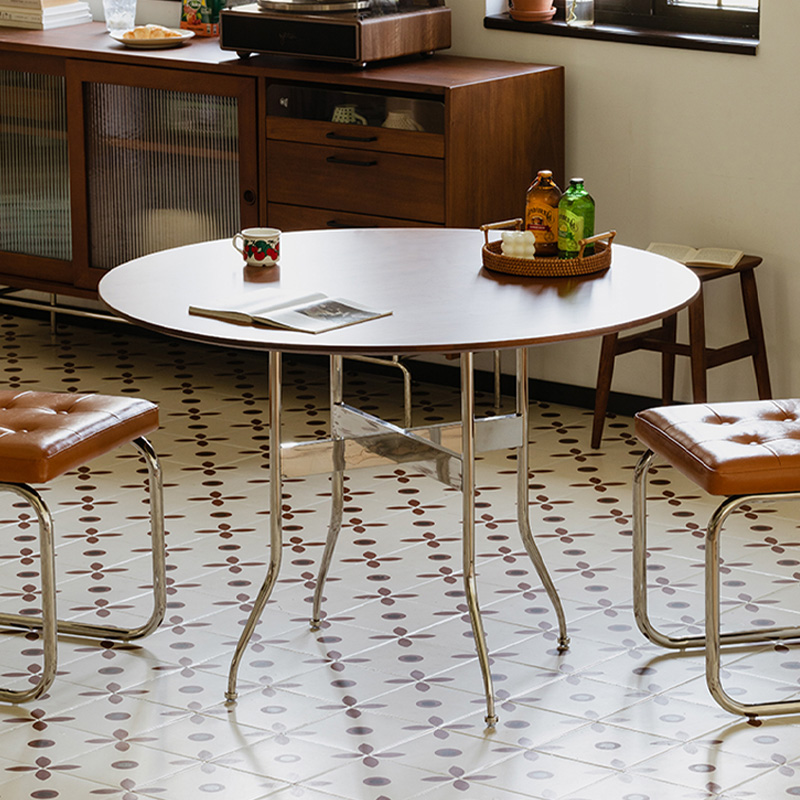 Woody Prime Boxツゲ材 ステンレス脚木製ラウンドテーブル