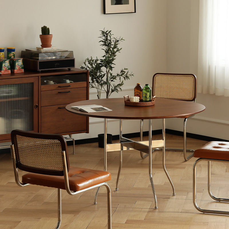 Woody Prime Boxツゲ材 ステンレス脚木製ラウンドテーブル