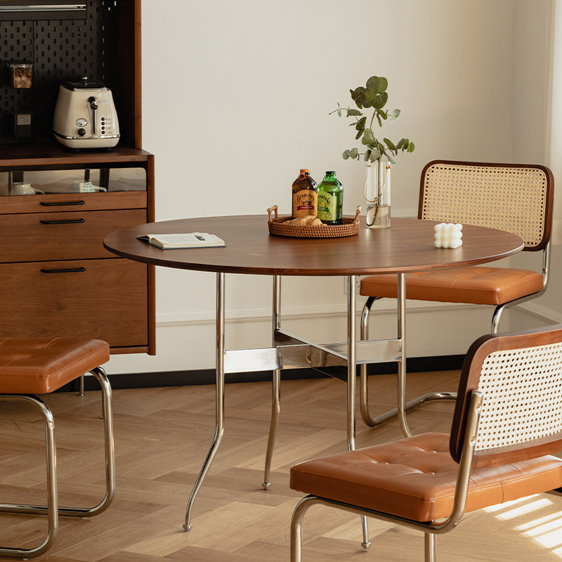 Woody Prime Boxツゲ材 ステンレス脚木製ラウンドテーブル