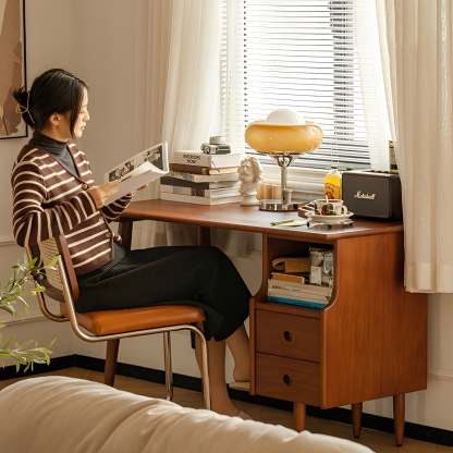 Woody Prime Boxツゲ材 収納付き木製ワークデスク