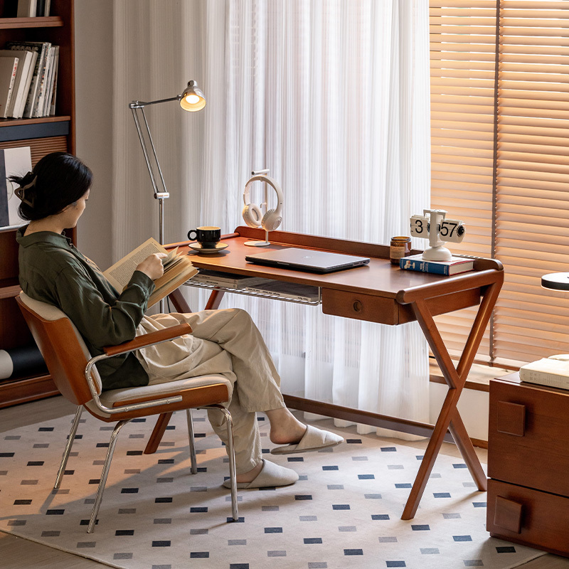 Woody Prime Boxツゲ材 収納付き天然木ワークデスク | ツゲ材を使用