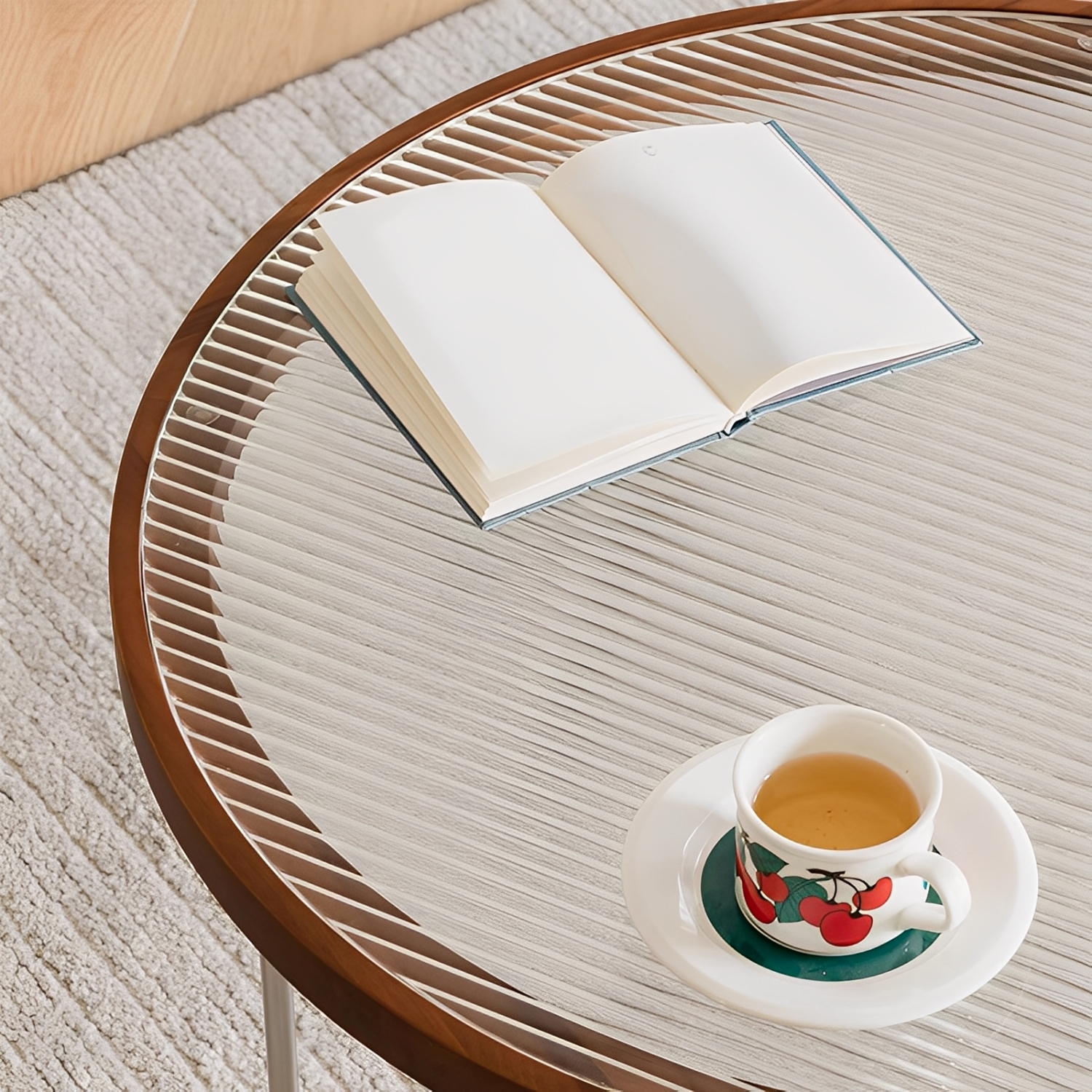 Woody Prime Boxガラス天板コーヒーテーブル | 強化ガラス天板と木製